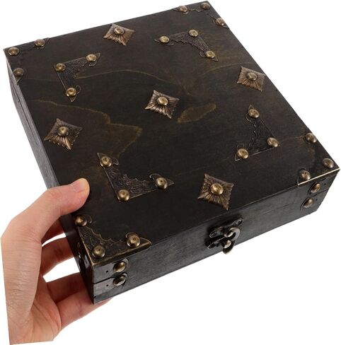 Cabilock Vintage Wood Jewelry Box Retro Storage Storage Storage Strage Sturdy Sndries منظم لتفكيك المكتب للتغليف وتصوير الدعائم in Saudi Arabia