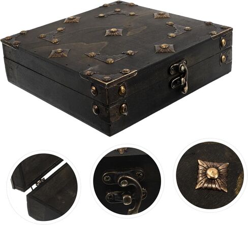 Cabilock Vintage Wood Jewelry Box Retro Storage Storage Storage Strage Sturdy Sndries منظم لتفكيك المكتب للتغليف وتصوير الدعائم in Saudi Arabia