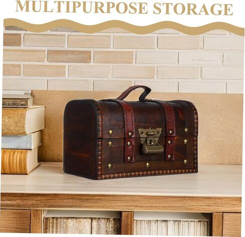 PRETYZOOM Decorative Wood Storage Box with Lid for Keepsakes Efficient Organizer for Jewelry Small Items Dark Brown in Saudi Arabia