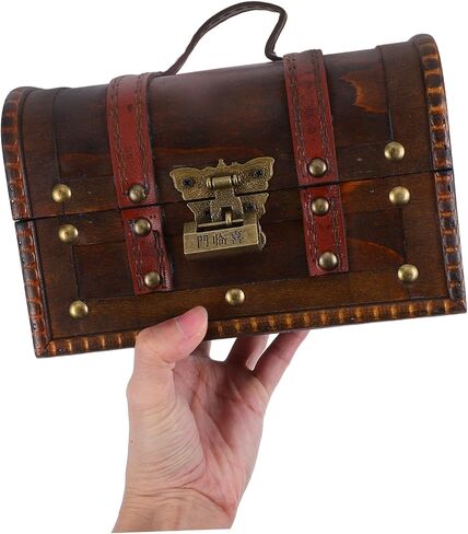 PRETYZOOM Decorative Wood Storage Box with Lid for Keepsakes Efficient Organizer for Jewelry Small Items Dark Brown in Saudi Arabia