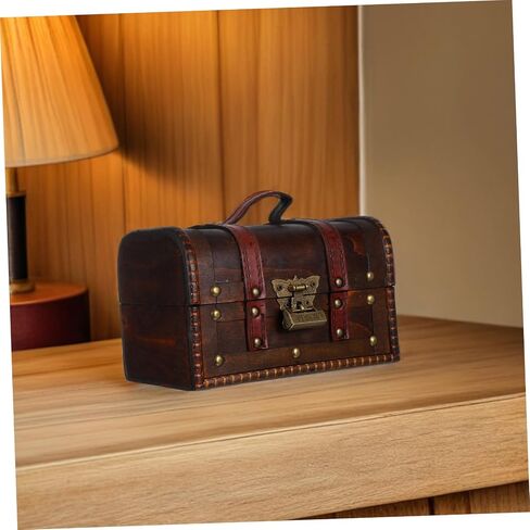 PRETYZOOM Decorative Wood Storage Box with Lid for Keepsakes Efficient Organizer for Jewelry Small Items Dark Brown in Saudi Arabia