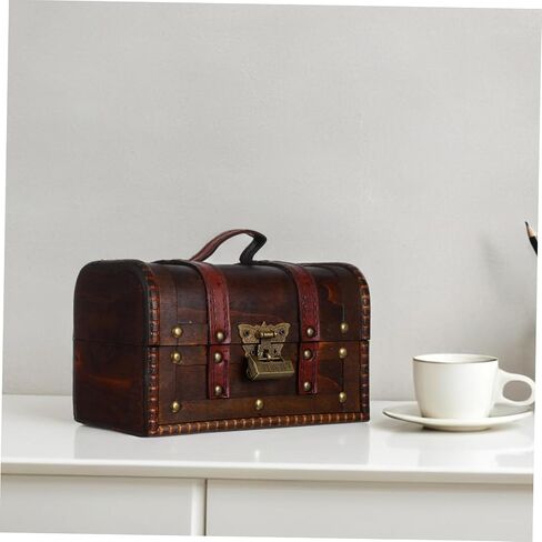 PRETYZOOM Decorative Wood Storage Box with Lid for Keepsakes Efficient Organizer for Jewelry Small Items Dark Brown in Saudi Arabia