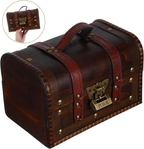 PRETYZOOM Decorative Wood Storage Box with Lid for Keepsakes Efficient Organizer for Jewelry Small Items Dark Brown in Saudi Arabia