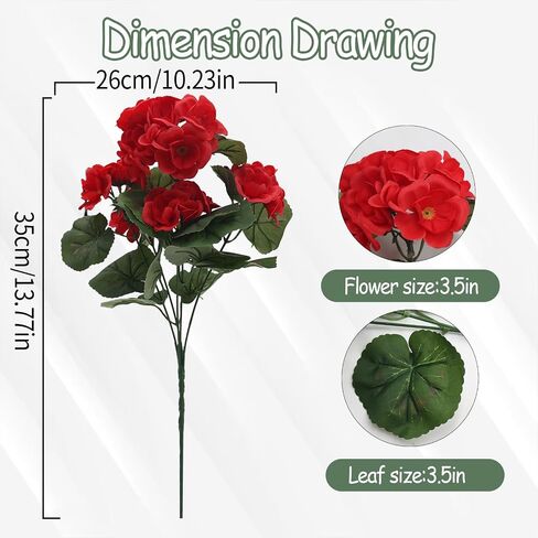6 حزم 14 "الأشعة فوق البنفسجية مقاوم للأشعة فوق البنفسجية الصراعي ال geranium زهور ، نباتات فو ، مزراعين في الهواء الطلق ، الشرفة ، الباب الأمامي ، حديقة ونافيل ديكور in Saudi Arabia