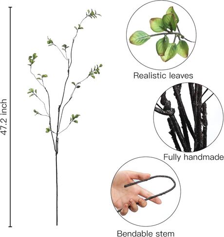 SGGVECSY 47.2 '' 4PCS فروع FICUS الاصطناعية السيقان الخضراء الاصطناعية تنبع Faux Ficus Twig Plants Fake Leaf Leaf Green Green Eucalyptus فروع لمكتب مزهرية الزفاف. in Saudi Arabia