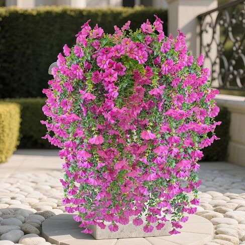 زهور معلقة اصطناعية للهواء الطلق ، 2 PCS UV مقاومة للزهور الاصطناعية في الهواء الطلق ، زهور فو غير صاخبة للمزارعين في الهواء الطلق لشرفة الشرفة ديكور حديقة الفناء ، الأحمر in Saudi Arabia