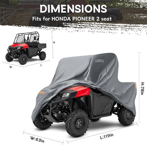 Waterproof UTV Cover Compatible with Kawasaki Mule, 6 Layers All Weather Cover with Air Vents, Door Zipper and Windproof Buckles and Bands for Rain Snow Dust Protection in Saudi Arabia