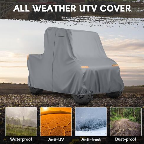 Waterproof UTV Cover Compatible with Kawasaki Mule, 6 Layers All Weather Cover with Air Vents, Door Zipper and Windproof Buckles and Bands for Rain Snow Dust Protection in Saudi Arabia