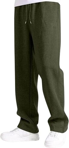 Boys Baggy Sweatpants Wide Straight Leg Open Bottom Fleece Cargo Sweat Pants Elastic Waist Kids Active Workout Jogger in Saudi Arabia