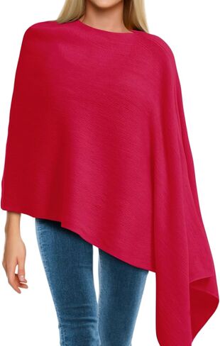 Hercicy Women Ponchos Sweater Solid Knit Versatile Lightweight Shawl Wrap Scarf Cape Poncho Accessories for Women in Saudi Arabia