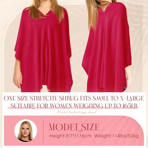 Hercicy Women Ponchos Sweater Solid Knit Versatile Lightweight Shawl Wrap Scarf Cape Poncho Accessories for Women in Saudi Arabia