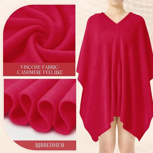 Hercicy Women Ponchos Sweater Solid Knit Versatile Lightweight Shawl Wrap Scarf Cape Poncho Accessories for Women in Saudi Arabia