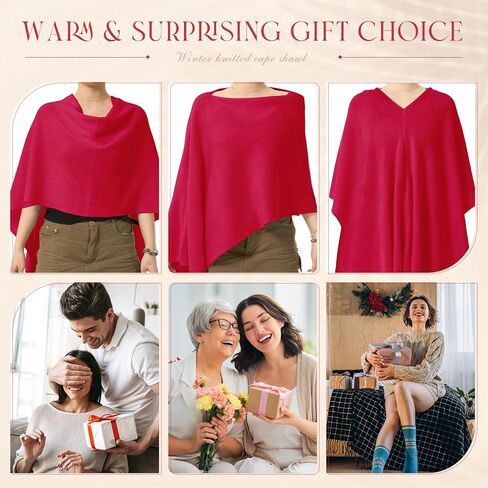 Hercicy Women Ponchos Sweater Solid Knit Versatile Lightweight Shawl Wrap Scarf Cape Poncho Accessories for Women in Saudi Arabia