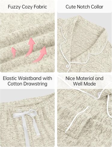 HNG Pajamas For Women Set 2 Piece Pjs Set Long Sleeve Button Up Lounge Set Sleep Wear With Pockets in Saudi Arabia