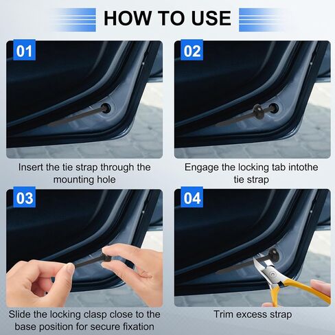 100pcs PA6 نايلون كابل مقاطع Zip Zip Tie Buckle kit - مقاطع موفرة للسيارة Fender Fender Clips Clips Automotive Clips لإصلاح أجزاء السيارات والملحقات in Kuwait
