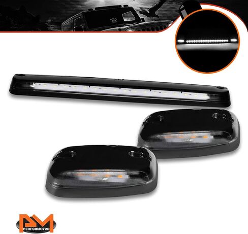 PM PERFORMOTOR 3Pcs White LED Cab Top Roof Running Lights Marker Lights Compatible with 07-13 Silverado Sierra,Black Housing/Clear Lens in Saudi Arabia