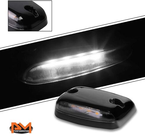 PM PERFORMOTOR 3Pcs White LED Cab Top Roof Running Lights Marker Lights Compatible with 07-13 Silverado Sierra,Black Housing/Clear Lens in Saudi Arabia