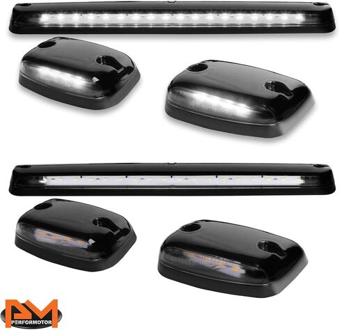 PM PERFORMOTOR 3Pcs White LED Cab Top Roof Running Lights Marker Lights Compatible with 07-13 Silverado Sierra,Black Housing/Clear Lens in Saudi Arabia