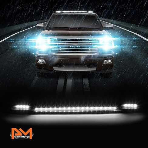 PM PERFORMOTOR 3Pcs White LED Cab Top Roof Running Lights Marker Lights Compatible with 07-13 Silverado Sierra,Black Housing/Clear Lens in Saudi Arabia