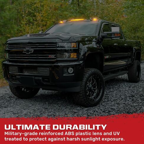 RECON - Fits 15-19 Sierra & Silverado 2500/3500 3-Piece Cab Roof Light Set 2-Way Front & Rear Facing Ultra Bright White/Amber LED Cab Roof Lights Smoked/Clear Lens (WHITE LED, CLEAR LENS) in Saudi Arabia