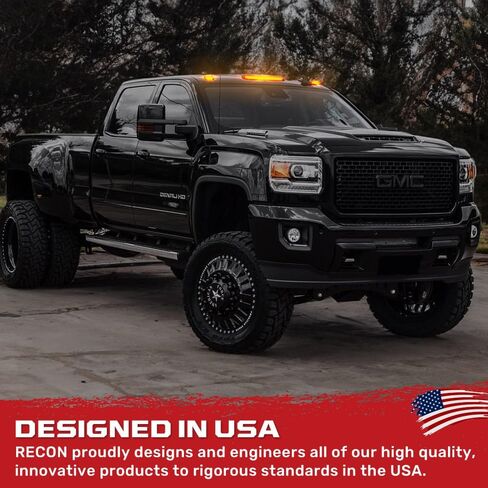 RECON - Fits 15-19 Sierra & Silverado 2500/3500 3-Piece Cab Roof Light Set 2-Way Front & Rear Facing Ultra Bright White/Amber LED Cab Roof Lights Smoked/Clear Lens (WHITE LED, CLEAR LENS) in Saudi Arabia