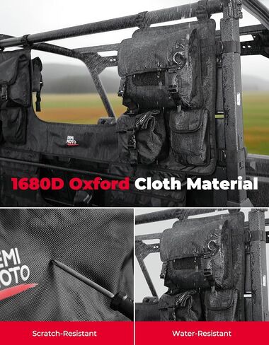 حقيبة تخزين Kemimoto UTV متوافقة مع Polaris Ranger XP 1000 Crew/Can-AM Defender Max/CFMoto Uforce 1000 XL ، 1680D Oxford Canvas STORAGE STORAGE STORAGINGE REAT FOR HUNTING ، أدوات المزرعة (8 جيوب) in Saudi Arabia