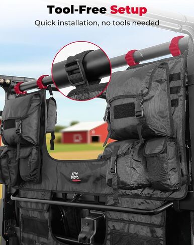 حقيبة تخزين Kemimoto UTV متوافقة مع Polaris Ranger XP 1000 Crew/Can-AM Defender Max/CFMoto Uforce 1000 XL ، 1680D Oxford Canvas STORAGE STORAGE STORAGINGE REAT FOR HUNTING ، أدوات المزرعة (8 جيوب) in Saudi Arabia