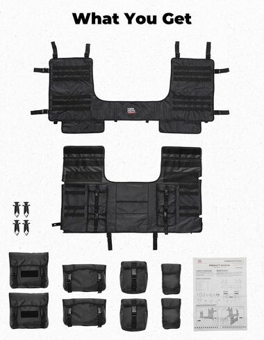 حقيبة تخزين Kemimoto UTV متوافقة مع Polaris Ranger XP 1000 Crew/Can-AM Defender Max/CFMoto Uforce 1000 XL ، 1680D Oxford Canvas STORAGE STORAGE STORAGINGE REAT FOR HUNTING ، أدوات المزرعة (8 جيوب) in Saudi Arabia