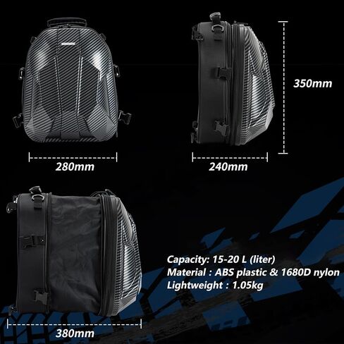 حقيبة ذيل دراجة نارية Sunpie 15L-20L قابلة للتوسيع للدراجات النارية على ظهر حقيبة خوذة ABS HARD SHELL HARD PORTORGERAIN in Kuwait