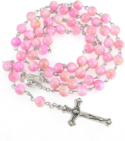 Catholic Rosary Beads for Women, Handmade Imitation Glass Pearl Rosary Necklace With Crucifix Cross, First Communion Gifts, Wall Crosses Christian Gifts in Saudi Arabia