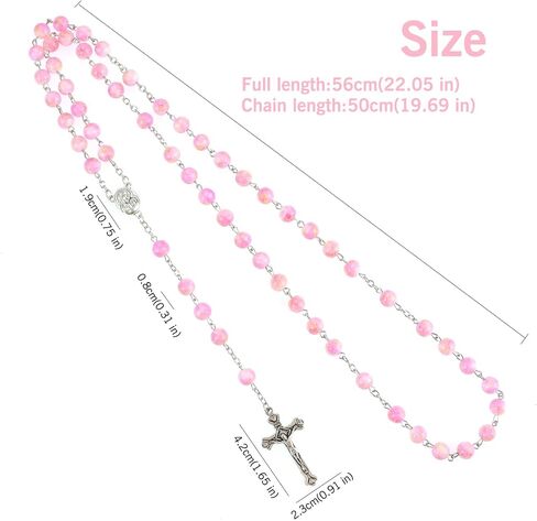 Catholic Rosary Beads for Women, Handmade Imitation Glass Pearl Rosary Necklace With Crucifix Cross, First Communion Gifts, Wall Crosses Christian Gifts in Saudi Arabia