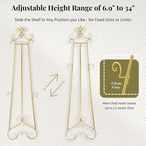 6 "6" G Gold Easel Stand for Sign ، شاشة معدنية كبيرة قابلة للتعديل تقف لعرض صور ملصق زفاف الصور التي تعرض مع دعم السلسلة in Kuwait