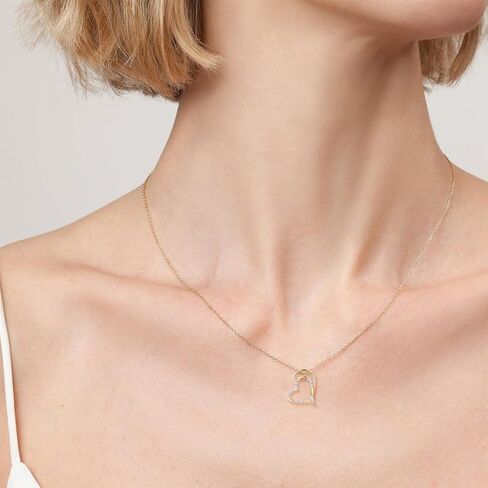 Santuzza 10K Yellow Solid Gold Love Heart Pendant Genuine Diamond Dainty Heart Pendants for Women in Saudi Arabia