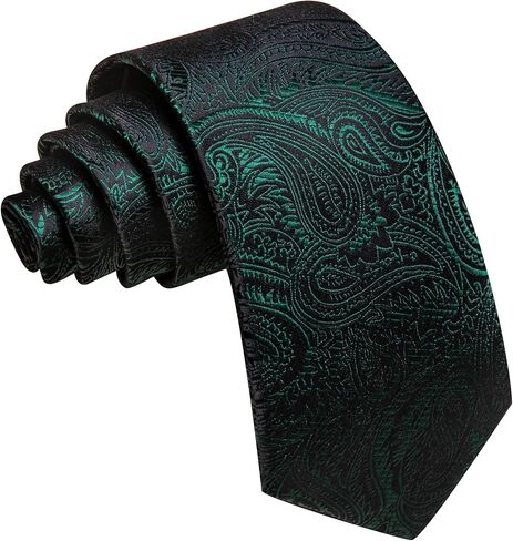 Barry.Wang Paisley Tie for Men Silk Woven Necktie and Tie Clip Set Wedding Party Business Formal in Saudi Arabia
