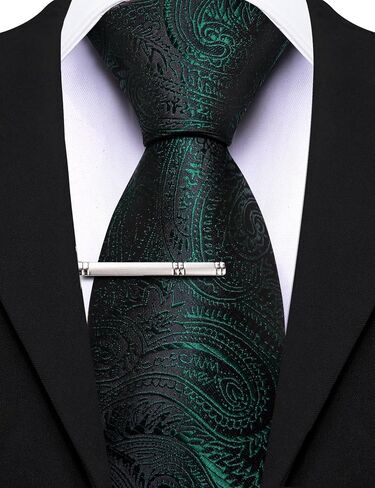 Barry.Wang Paisley Tie for Men Silk Woven Necktie and Tie Clip Set Wedding Party Business Formal in Saudi Arabia