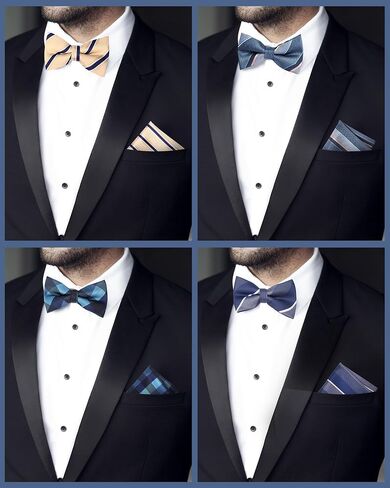 12 Sets Pre-tied Bow Tie and Pocket Wedding Square Cuff Links Sets for Men Groomsmen Classic Formal Tuxedo Bowtie for Party Halloween Christmas Birthday Gifts in Saudi Arabia