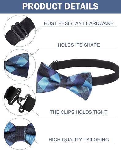 12 Sets Pre-tied Bow Tie and Pocket Wedding Square Cuff Links Sets for Men Groomsmen Classic Formal Tuxedo Bowtie for Party Halloween Christmas Birthday Gifts in Saudi Arabia