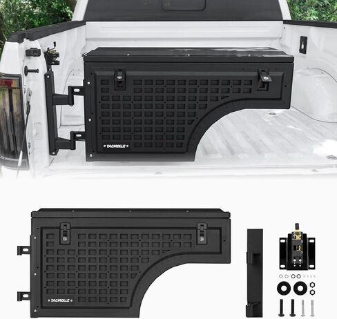 صندوق تخزين سرير الشاحنة-صندوق أدوات شاحنة للملحقات Molle ، صندوق شحن مع Lock for Ford F150 Accessories Fits Ford F150 2015-2024 ، Side Driver in Kuwait