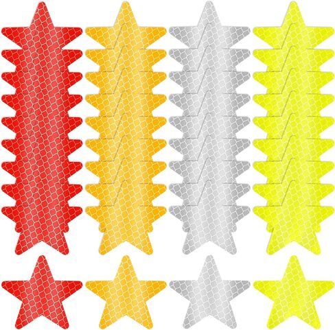 40 Pcs Star Shape Reflective Stickers, High-Visibility Safety Warning Decals Safety Stickers, Waterproof Night Reflector Tape for Helmets, Bicycles, Motorcycles (Orange, Silver, Yellow, Red) in Saudi Arabia