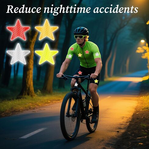 40 Pcs Star Shape Reflective Stickers, High-Visibility Safety Warning Decals Safety Stickers, Waterproof Night Reflector Tape for Helmets, Bicycles, Motorcycles (Orange, Silver, Yellow, Red) in Saudi Arabia