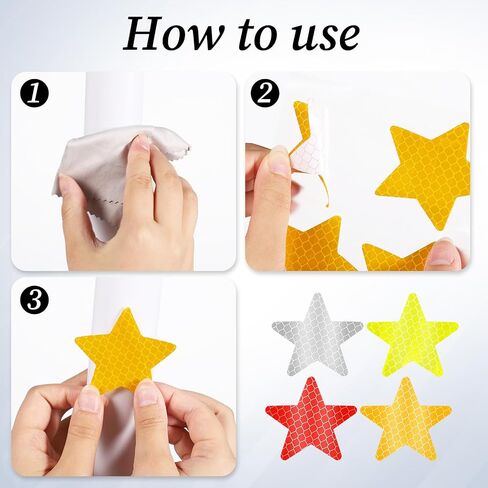 40 Pcs Star Shape Reflective Stickers, High-Visibility Safety Warning Decals Safety Stickers, Waterproof Night Reflector Tape for Helmets, Bicycles, Motorcycles (Orange, Silver, Yellow, Red) in Saudi Arabia