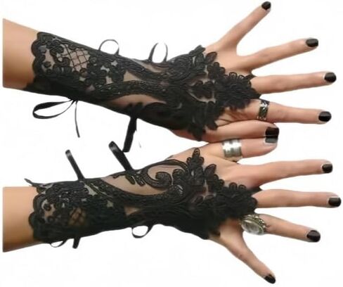 Women's Lace Fingerless Gloves Bridal Elbow Length Long Gloves Opera Evening Wedding Tea Party Prom 1920s Cosplay in Kuwait