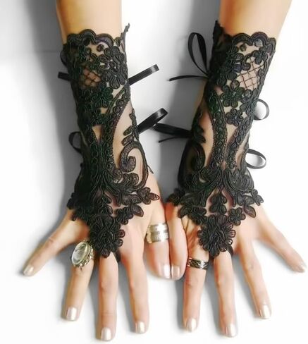 Women's Lace Fingerless Gloves Bridal Elbow Length Long Gloves Opera Evening Wedding Tea Party Prom 1920s Cosplay in Kuwait