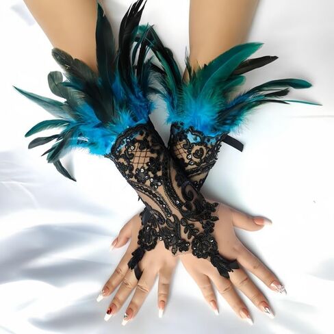 Women's Lace Fingerless Gloves Bridal Elbow Length Long Gloves Opera Evening Wedding Tea Party Prom 1920s Cosplay in Kuwait