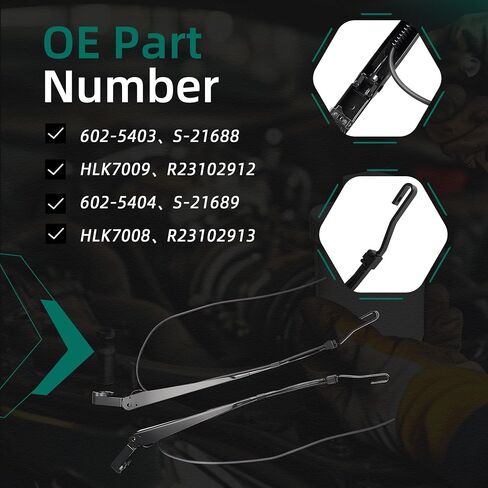 1 زوج من الزجاج الأمامي ذراع ممسحة 602-5403 602-5404 ، ملائمة لكينورث T600 2008-2012 ، ل Kenworth T600A 2006-2007 ، ل Kenworth T660/T800 2006-2012 ، السائق الأيسر الأمامي وجانب الركاب الأيمن. in Saudi Arabia