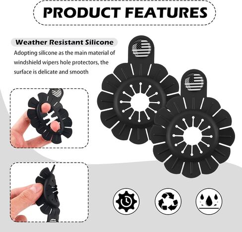 2PCS Car Wiper Arm Hole Cover with American Flag Icon,3-Dimensional Windshield Wiper Covers for Hole to Block Leaves & Decorate Car,Silicone Windshield Wipers Arm Holes Cover in Saudi Arabia
