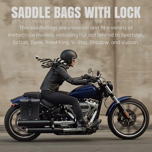 PU Leather Saddlebags Saddle Bags with Lock for Harley Sportster, Softail, Dyna, for Honda Shadow, for Yamaha V-Star, for Kawasaki Vulcan in Saudi Arabia
