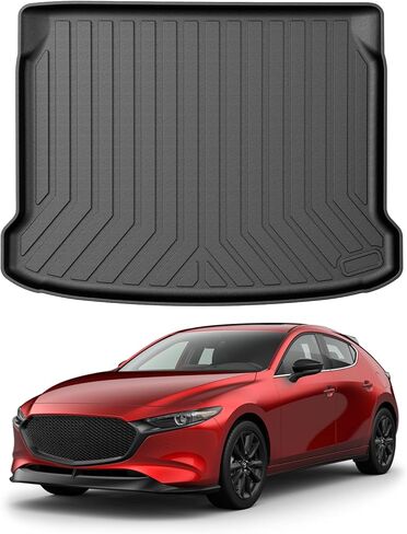 Mixsuper Custom Fit Cargo Liner for 2019-2023 Mazda 3 Hatchback Trunk Liner All Weather Rear Cargo Trunk Mat (Does Not Fit Sedan Models) Black in Kuwait