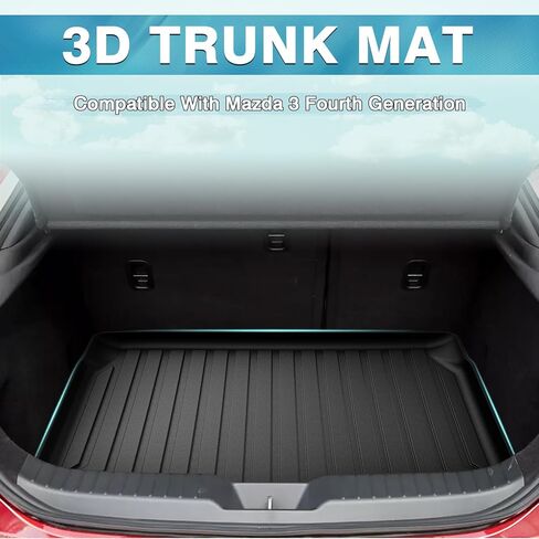 Mixsuper Custom Fit Cargo Liner for 2019-2023 Mazda 3 Hatchback Trunk Liner All Weather Rear Cargo Trunk Mat (Does Not Fit Sedan Models) Black in Kuwait