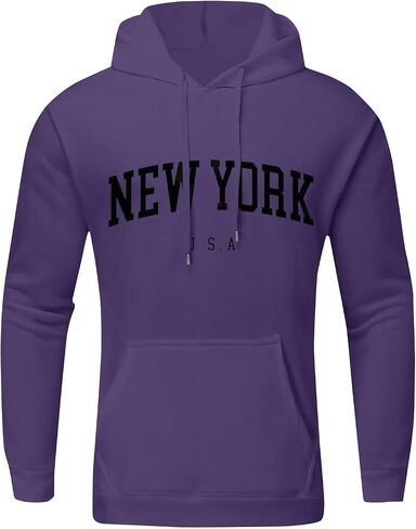Mens Sweatshirt 2024 Casual Cotton Hooded Collar Drawstring Hoodie Letter Print Long Sleeve Warm Pullover with Pocket in Saudi Arabia